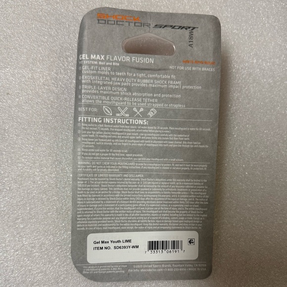 2 Shock Doctor Sport Gel Max Flavor Fusion Mouth Guard Lime, Youth 10 or Under. - Picture 3 of 3